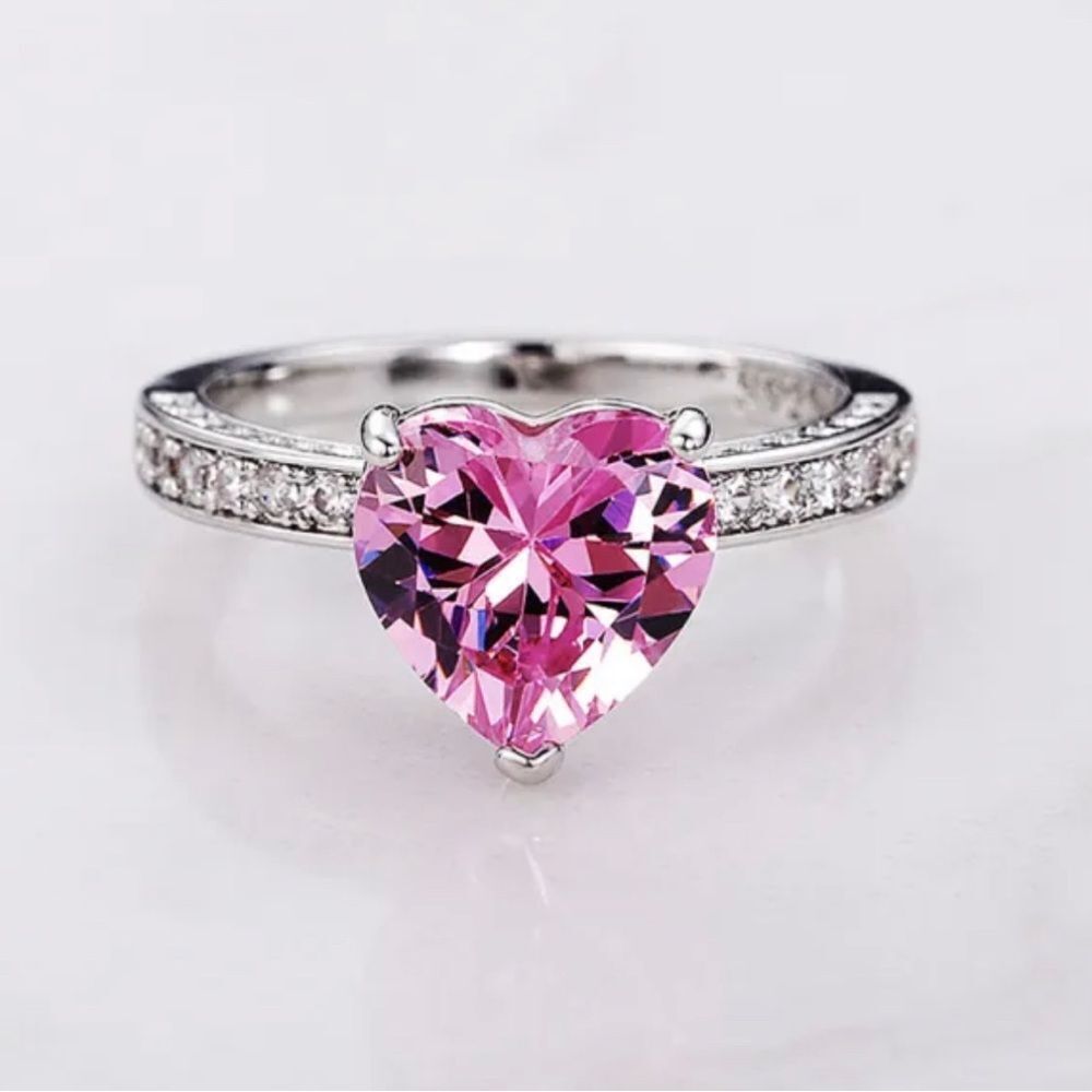 PINK SAPPHIRE HEART RING - Picture 4 of 8